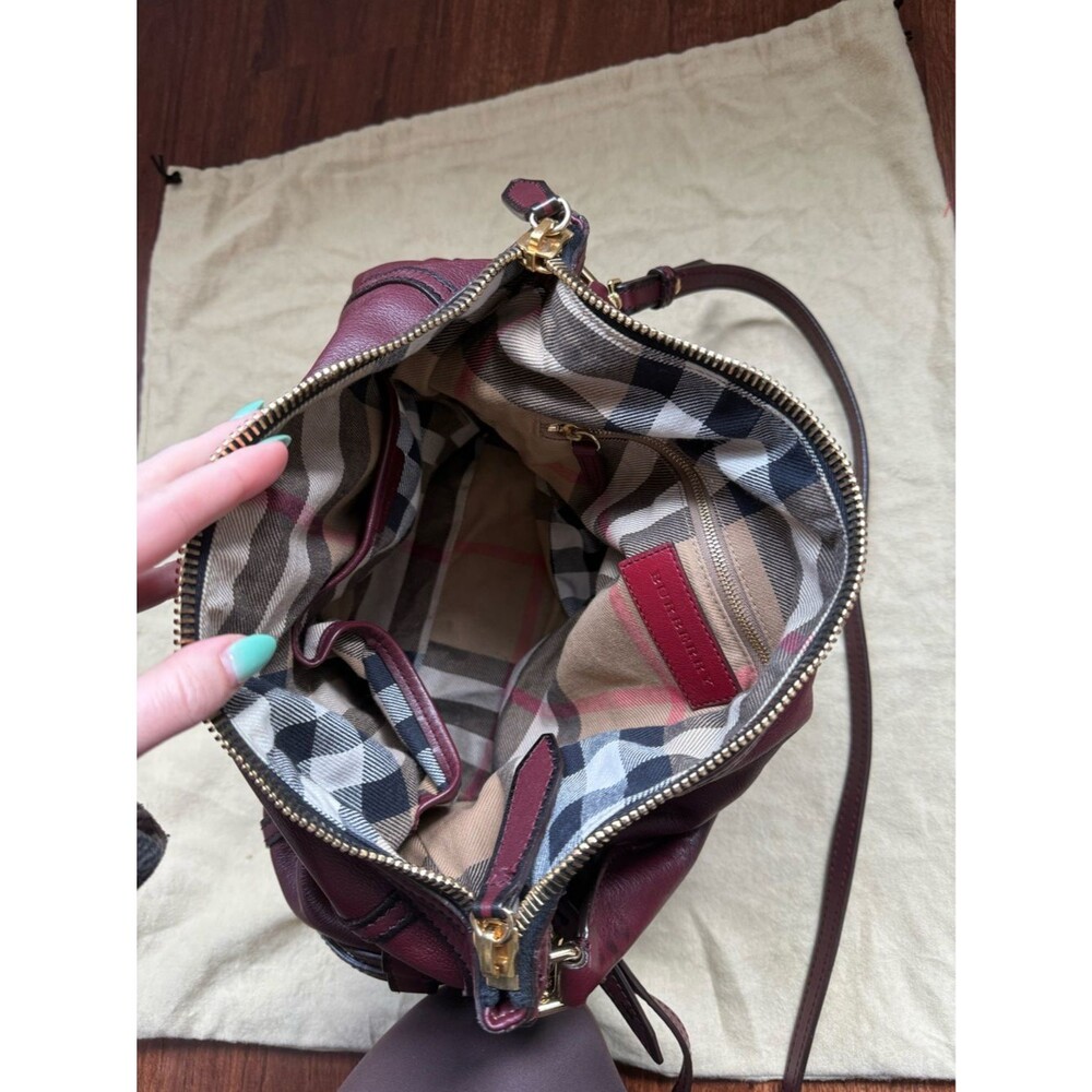 Burberry 2013 Trench Leather Ledbury Convertible Hobo Shoulder Handbag Blood Red - Picture 6 of 12